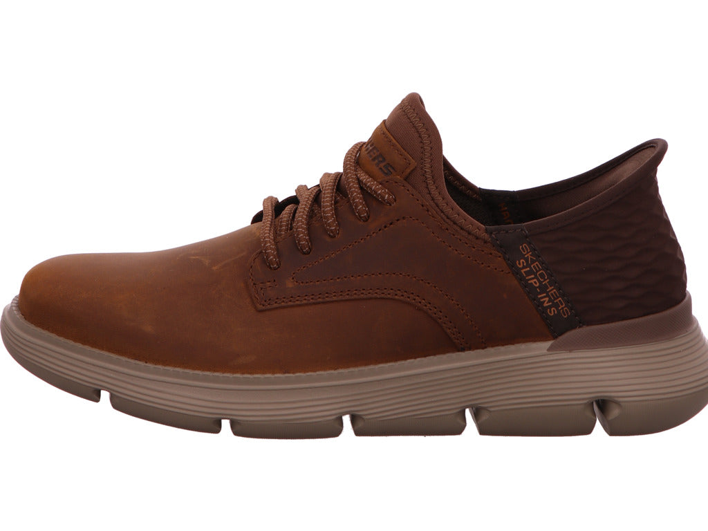 Skechers Delson 3.0 herensneakers in bruin-combinatie