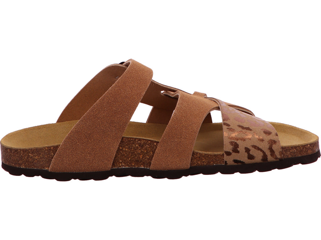 Longo Damen Pantolette  in braun-bunt-kombiniert