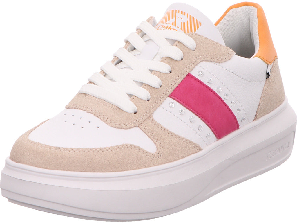 Rieker Damen Sneaker Revolution in weiß-bunt-kombiniert