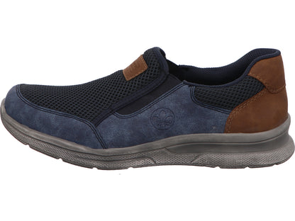 Rieker herenslippers in een blauw-multicolor combinatie
