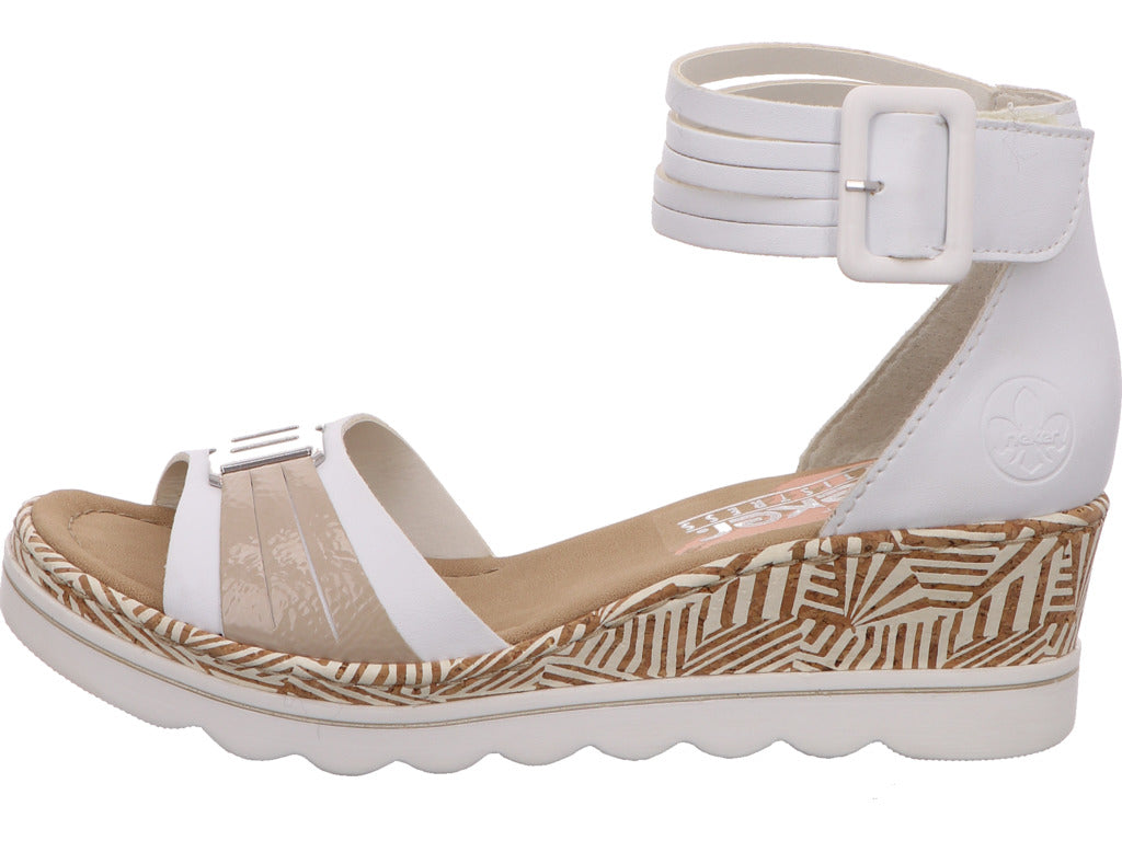 Rieker Damen Sandalette  in weiß-bunt-kombiniert