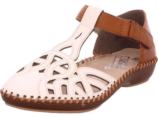 Rieker Damen Slipper  in weiß-bunt-kombiniert