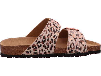 Tamaris Damen Pantolette  in beige-bunt-kombiniert