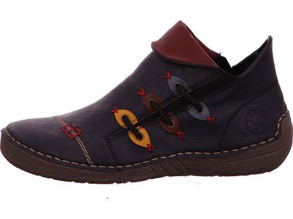 Rieker Damen Slipper  in blau-bunt-kombiniert