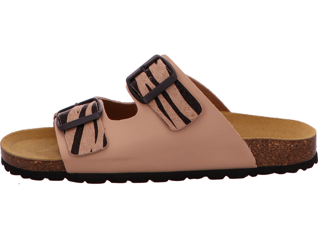 Longo Damen Pantolette  in beige-bunt-kombiniert