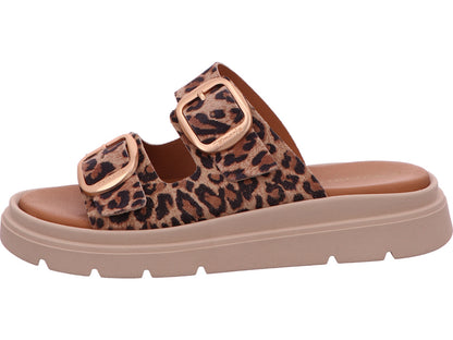 Tamaris Damen Pantolette  in beige-bunt-kombiniert