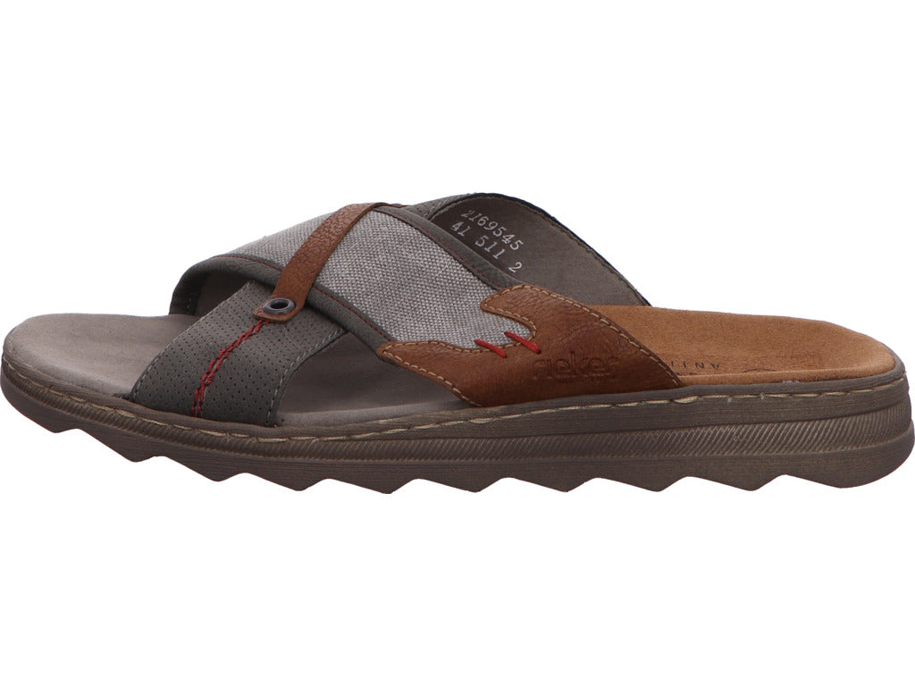 Rieker Herren Pantolette  in grau-bunt-kombiniert