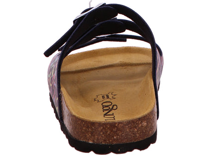 Longo Damen Pantolette  in blau-bunt-kombiniert