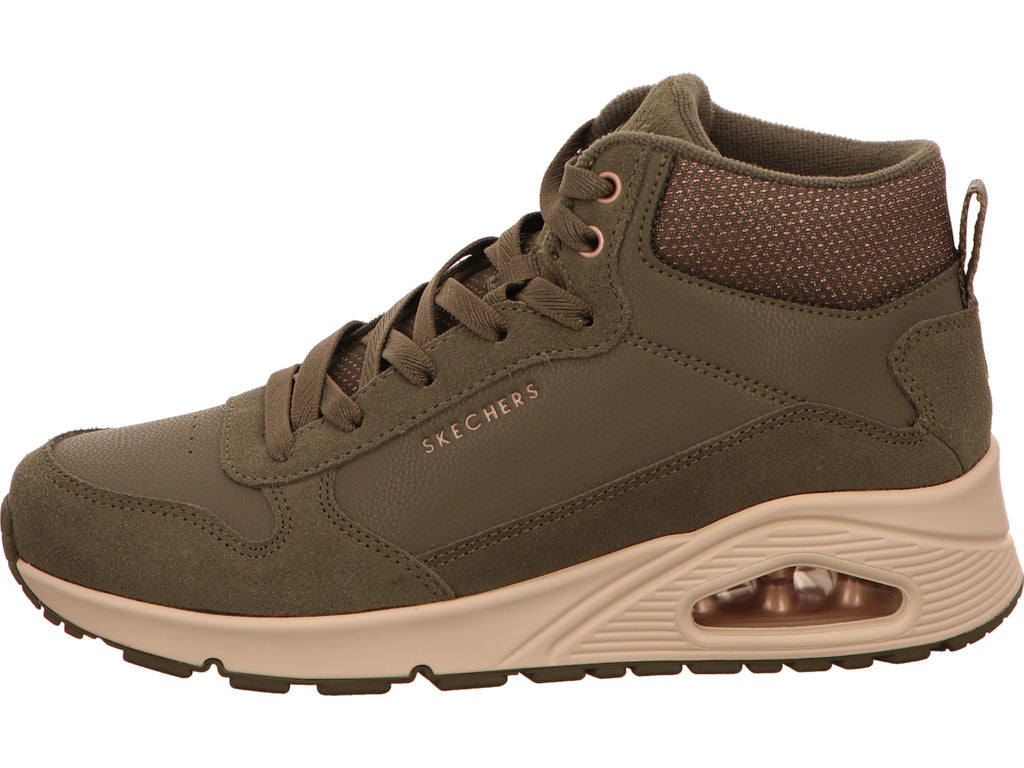 Skechers dameslaarzen Uno - Stacre Shine in olijfgroen