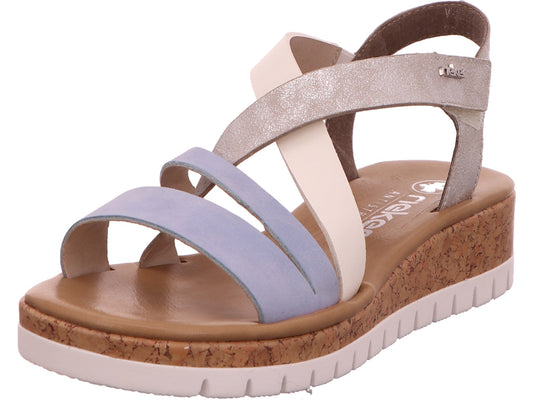Rieker Damen Sandalette  in blau-bunt-kombiniert
