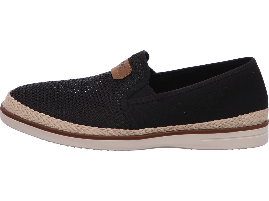 Rieker herenslippers in een combinatie van zwart en meerdere kleuren.