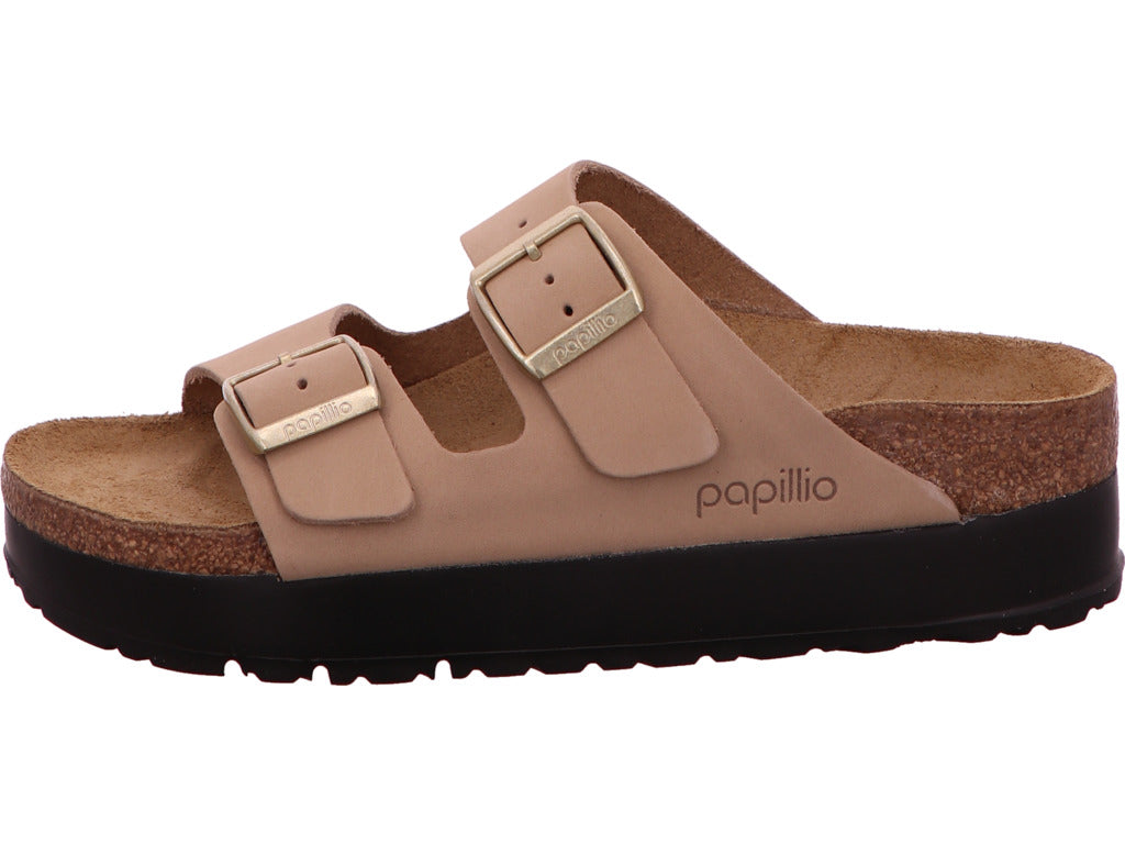Birkenstock Damen Pantolette Arizona Pap Flex Platform in beige