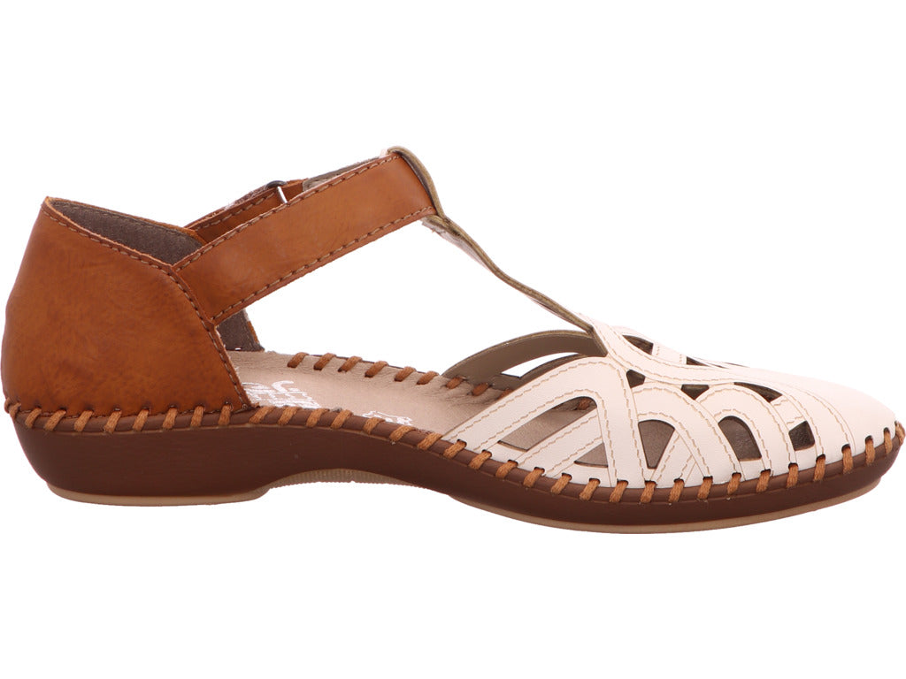 Rieker Damen Slipper  in weiß-bunt-kombiniert