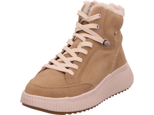 Rieker dameslaarzen in een beige en veelkleurige combinatie.