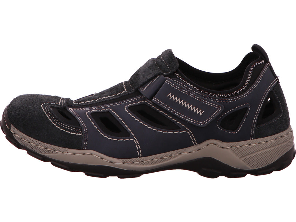 Rieker Herren Slipper  in blau-bunt-kombiniert