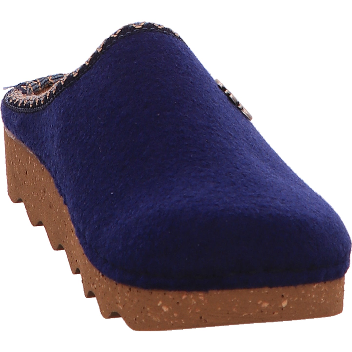 Fischer Markenschuh Pantoffel Hausschuh Winterlich Damen Blau Stoff/Leinen   Bild6