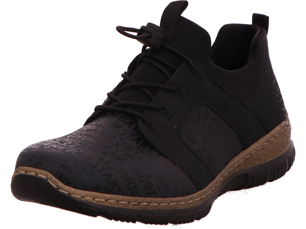 Rieker damesslippers in een blauw-meerkleurige combinatie