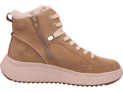 Rieker dameslaarzen in een beige en veelkleurige combinatie.