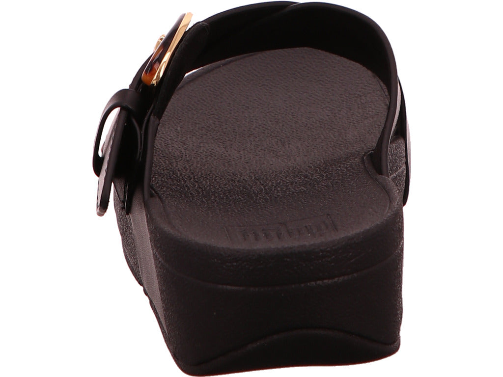 FitFlop Damen Pantolette Buckle Cross Slides in schwarz