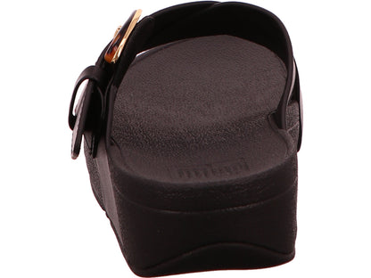 FitFlop Damen Pantolette Buckle Cross Slides in schwarz