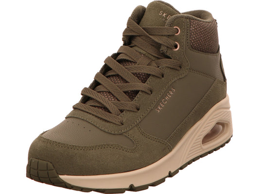 Skechers Damen Stiefel Uno - Stacre Shine in oliv