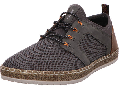 Rieker herensneakers in een combinatie van grijs en meerdere kleuren.
