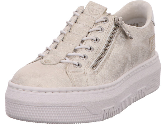 Rieker damessneakers in een beige en veelkleurige combinatie.