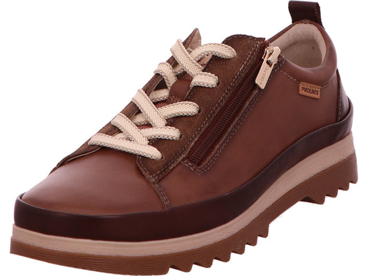 Pikolinos damesschoen met veters, model Vigo, in een bruin-multicolor combinatie.