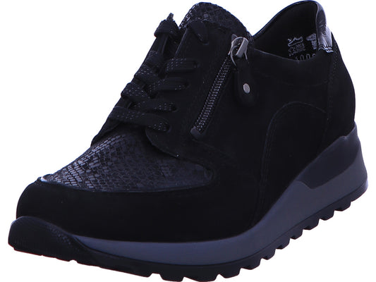 Waldläufer damesschoen met vetersluiting in zwart