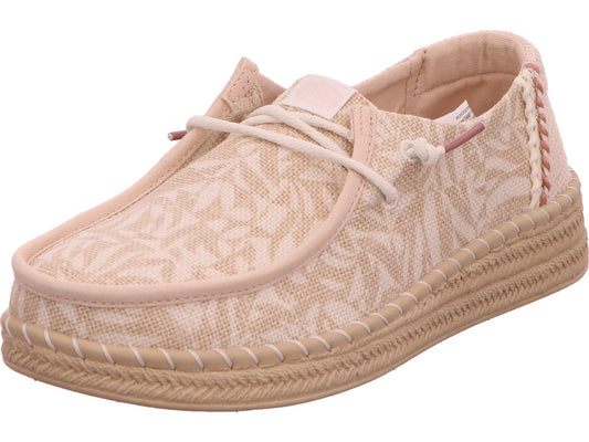 Hey Dude damesslippers Wendy Espadrille Retro Palm in beige-combinatie