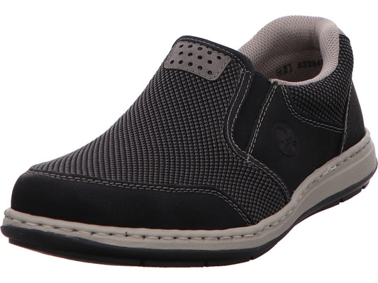 Rieker herenslippers in een combinatie van zwart en meerdere kleuren.