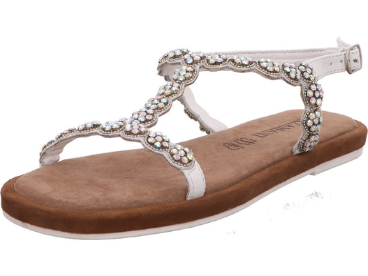 Lazamani Damen Sandalette  in weiß-bunt-kombiniert