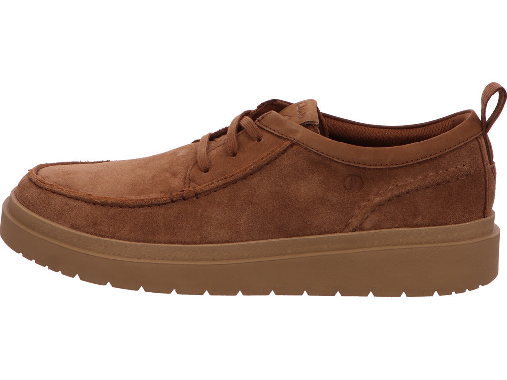 Clarks Polden Moc herenschoen, laag model, in lichtbruin.