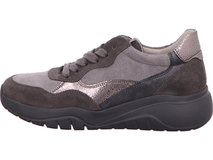 Gabor damesschoen met vetersluiting in grijs-gecombineerd