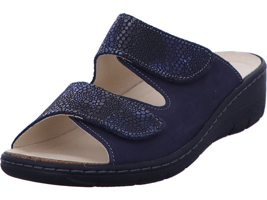 Longo Damen Pantolette  in blau-bunt-kombiniert