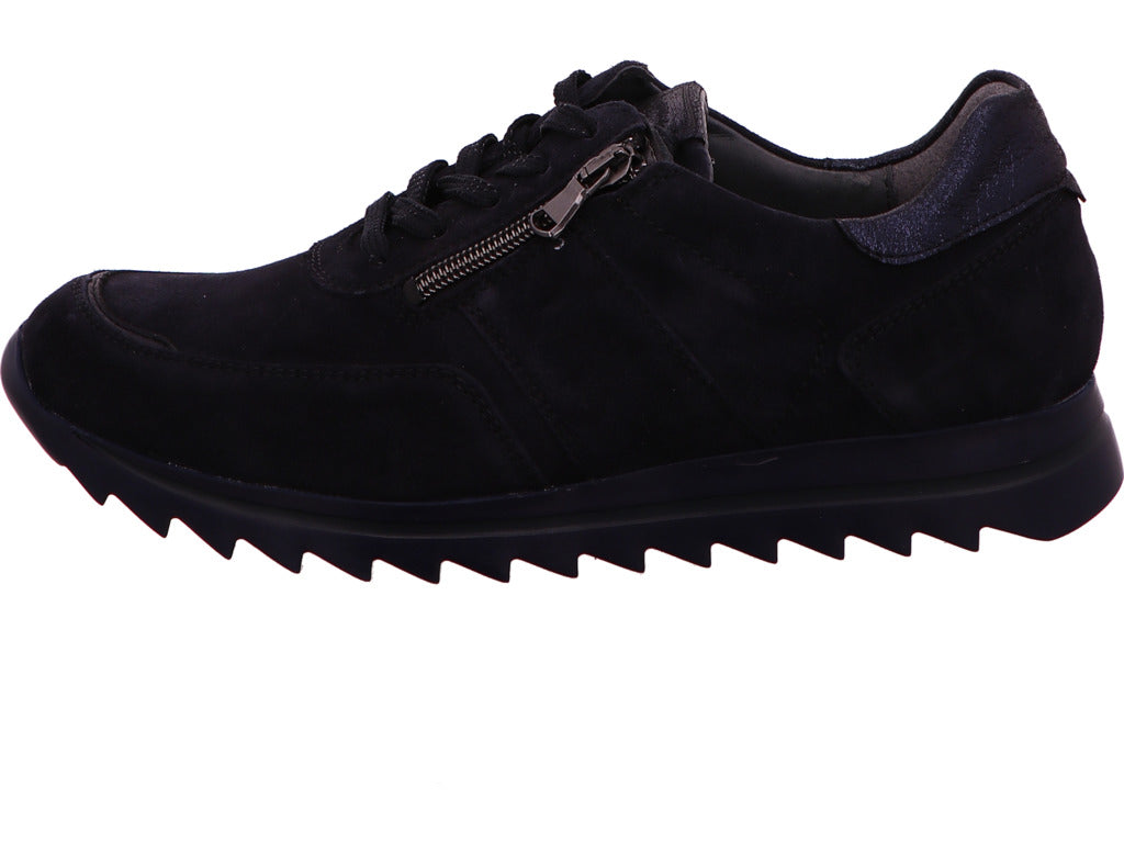 Waldläufer damesschoen met veters, model Halba, in donkerblauw.