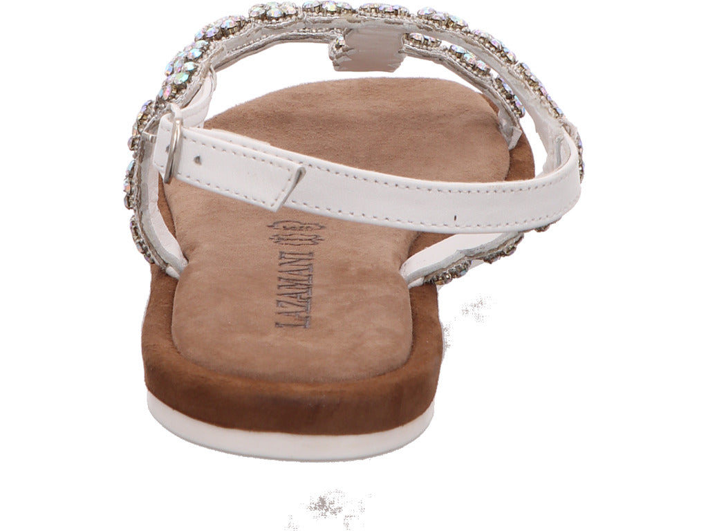 Lazamani Damen Sandalette  in weiß-bunt-kombiniert