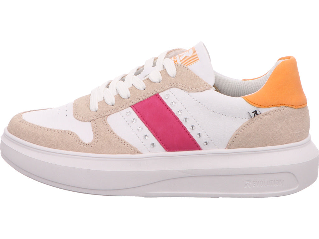 Rieker Damen Sneaker Revolution in weiß-bunt-kombiniert