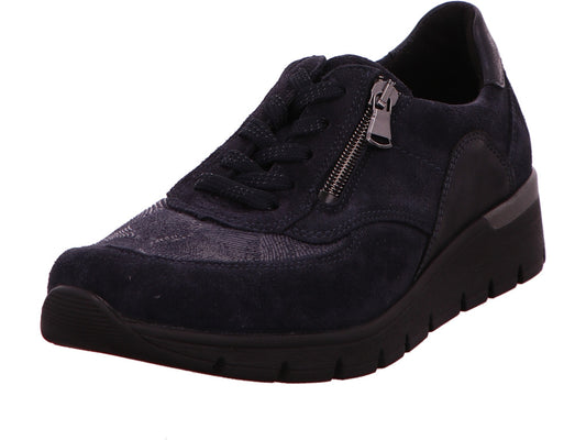 Waldläufer Damen Schnürschuh K-Ramona in blau-kombiniert