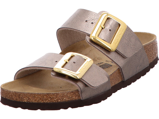 Birkenstock Damen Pantolette Sydney Cushion Buckle in taupe