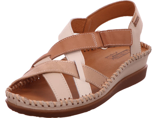 Pikolinos Damen Sandalette Cadaques in beige-bunt-kombiniert