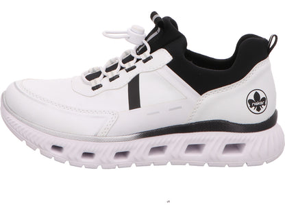 Rieker Damen Sneaker  in weiß-schwarz-kombiniert