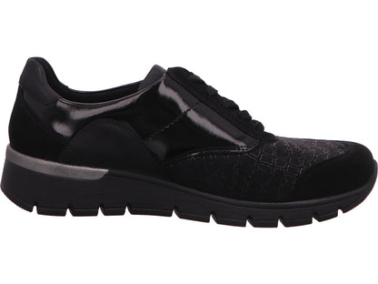 Waldläufer damesschoen met vetersluiting K-Ramona in zwart-composiet