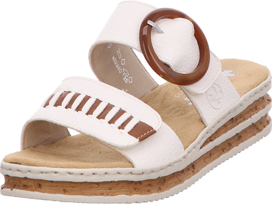 Rieker Damen Pantolette  in weiß-bunt-kombiniert