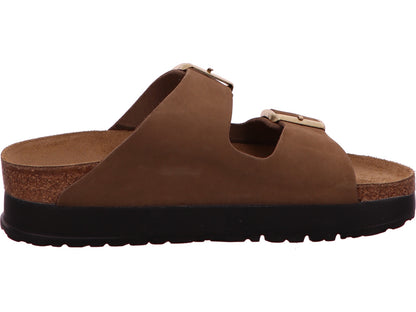 Birkenstock Damen Pantolette Arizona Pap Flex Platform in dunkelbraun