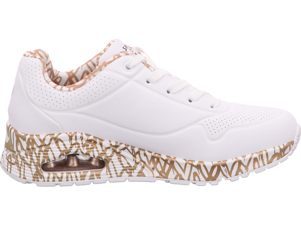 Skechers damessneakers Uno-Loving Love in wit