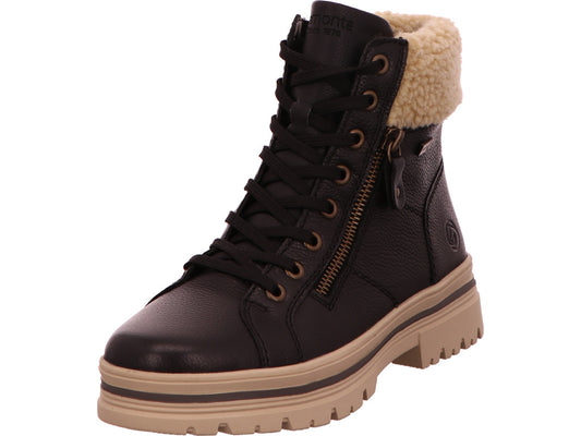 Remonte dameslaarzen in een combinatie van zwart en meerdere kleuren.