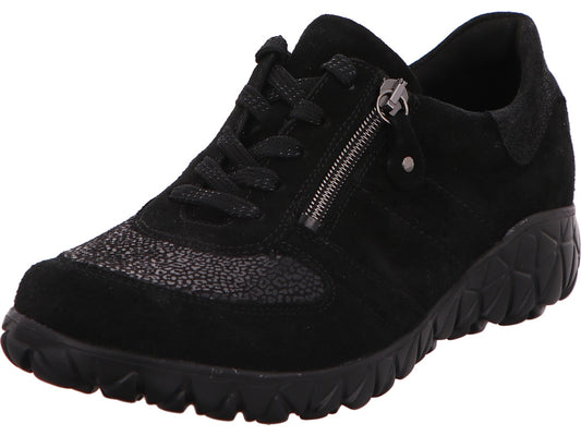 Waldläufer damesschoen met vetersluiting in zwart