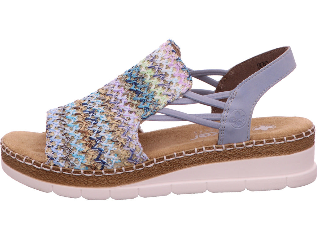 Rieker Damen Sandalette  in blau-bunt-kombiniert