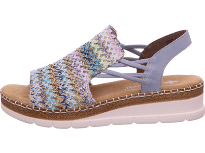 Rieker Damen Sandalette  in blau-bunt-kombiniert